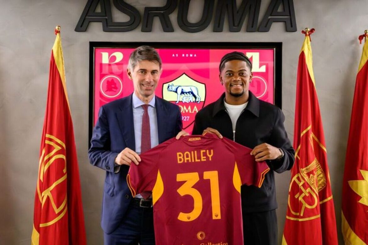 Roma anuncia Leon Bailey como reforço para o ataque — Leon Bailey, ex-Aston Villa, reforça o ataque da Roma em empréstimo por 2 milhões de euros com opção de compra futura.